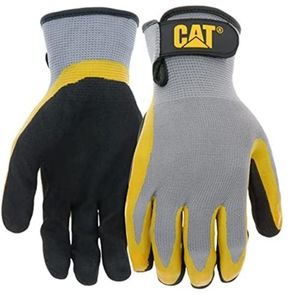 Cat CAT017415L Polyester Shell Gloves – Gray/Black/Yellow, Large, Double Coated,